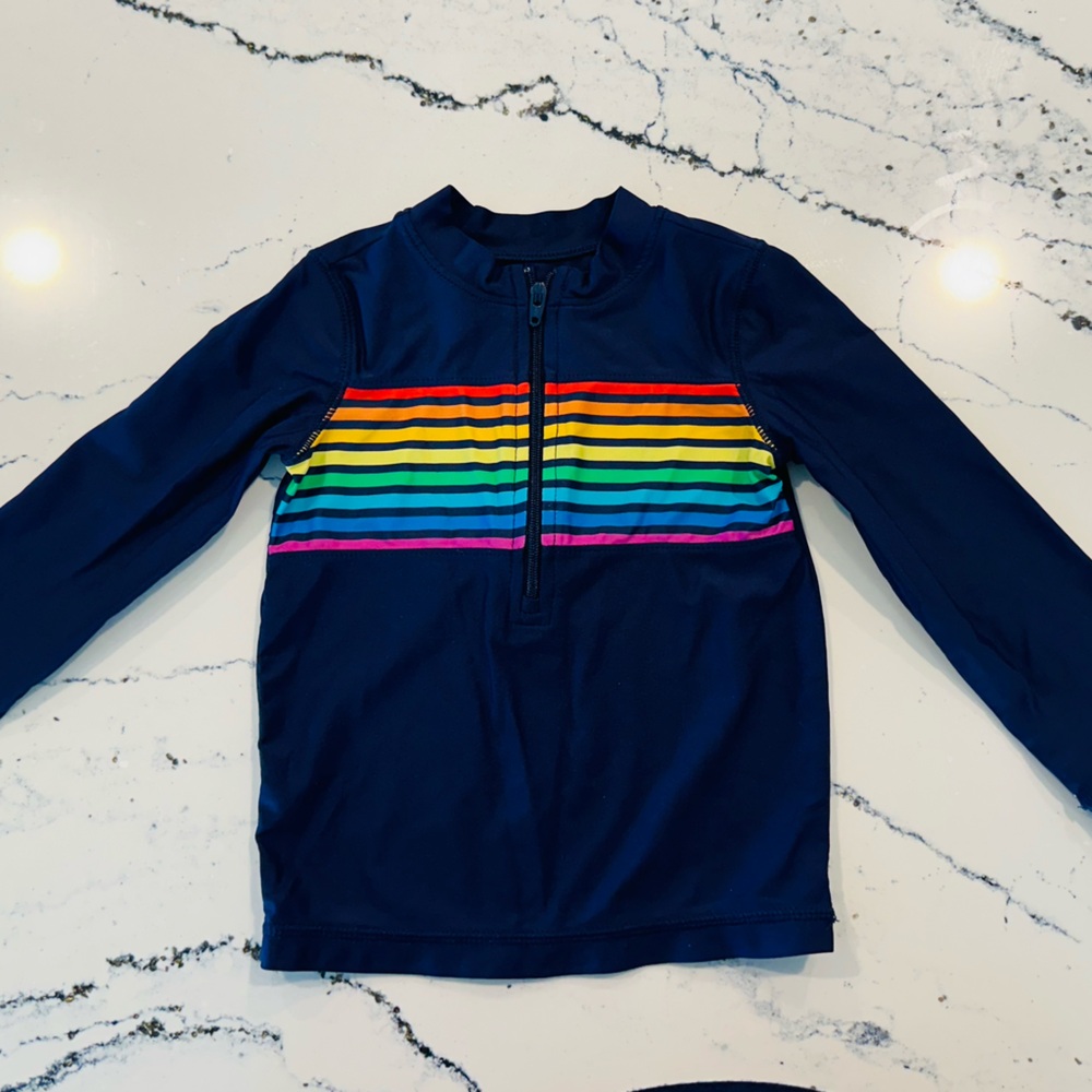 Baby 12-18m Primary Rainbow Chest Stripe Rashguard